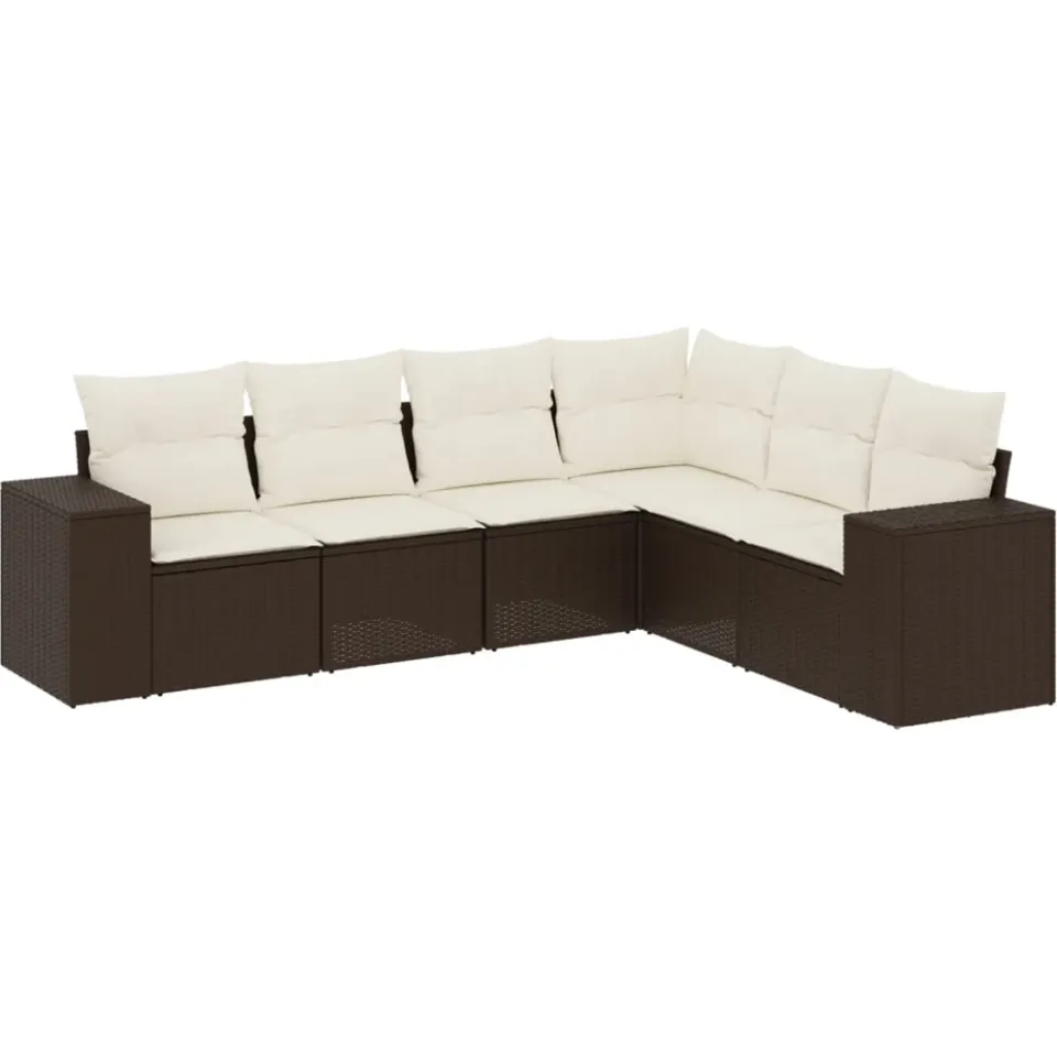 vidaXL 6-delige Loungeset met kussens poly rattan bruin, foto 3