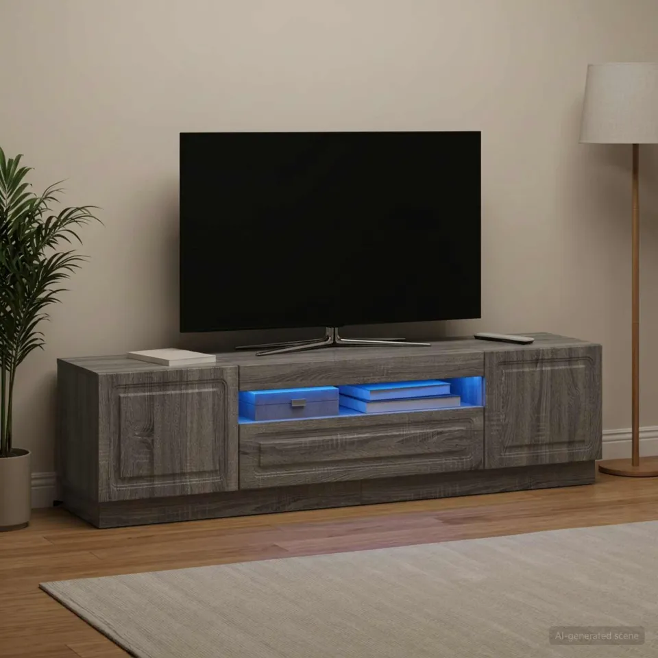 vidaXL LED tv-meubel Grijs Sonoma Bewerkt hout, foto 4