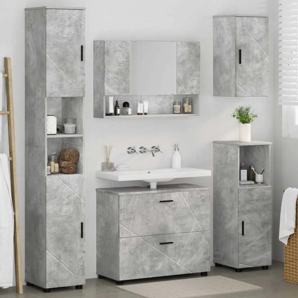 vidaXL Badkamermeubelset 5 st Beton Grijs 35 x 30 x 192 cm, foto 4