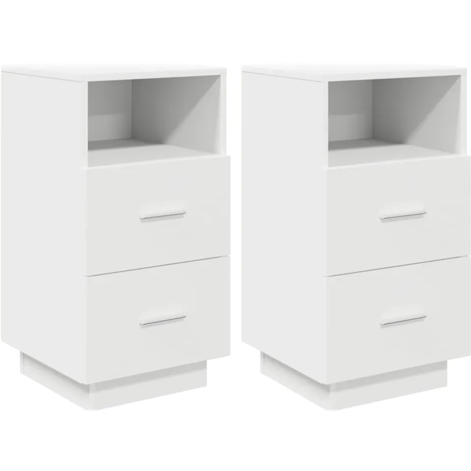 vidaXL Nachtkastjes 2 st met 2 lades 36x36x68 cm wit, foto 3