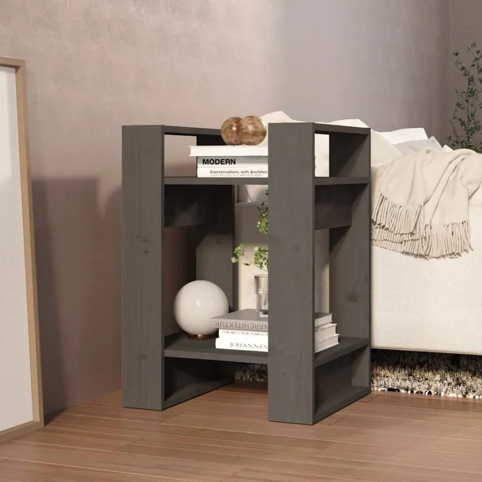 vidaXL Boekenkast/kamerscherm 41x35x57 cm massief grenenhout grijs, foto 3