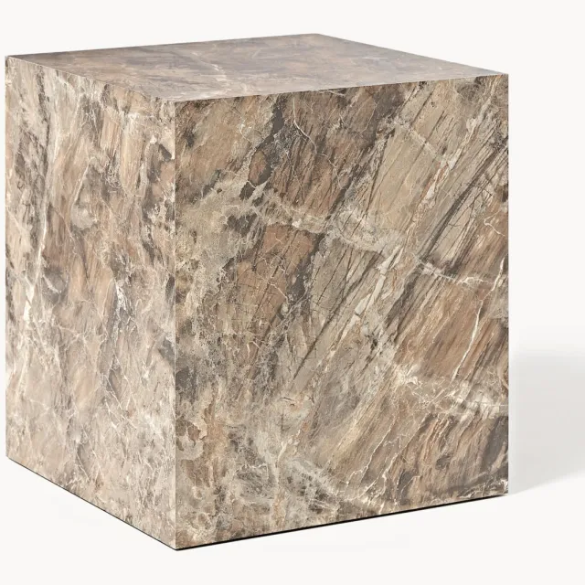 Westwing Collection Bijzettafel Lesley met marmerlook Bruin
