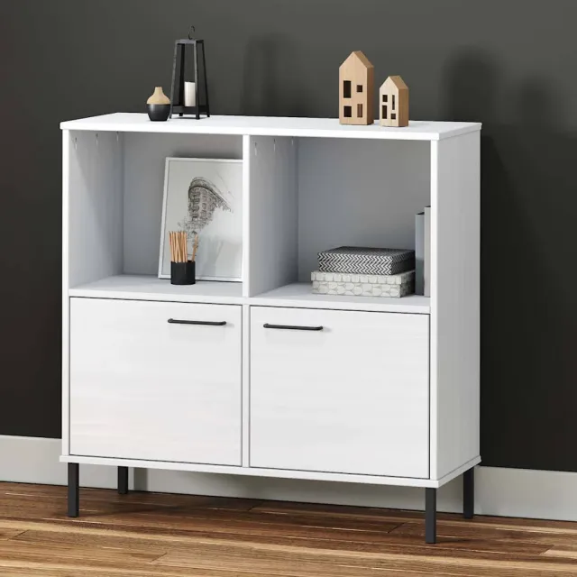 vidaXL Boekenkast met metalen poten OSLO 90x35x90,5 cm hout wit, foto 2