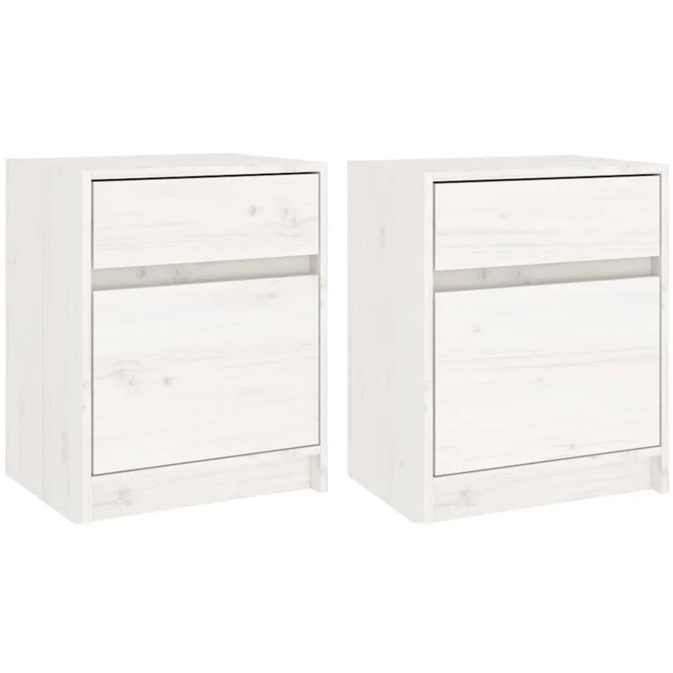 vidaXL Nachtkastjes 2 st 40x31x50 cm massief grenenhout wit
