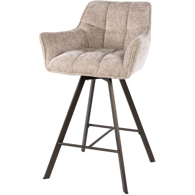 Fraaai Ramon draaibare barstoel - 69 cm - geweven - brons onderstel - zand