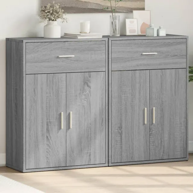 vidaXL Dressoirs 2 st 60x30x84 cm bewerkt hout grijs sonoma eikenkleur, foto 2