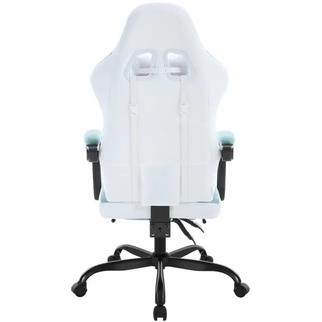 Klarven Gamingstoel Wit Massage Wit + blauw - Bureaustoel Gaming - Gaming Chair - Mesh Bureaustoel - Verstelbare Hoofdsteun - Draagvermogen tot 150 kg - B70xd70xh127cm
