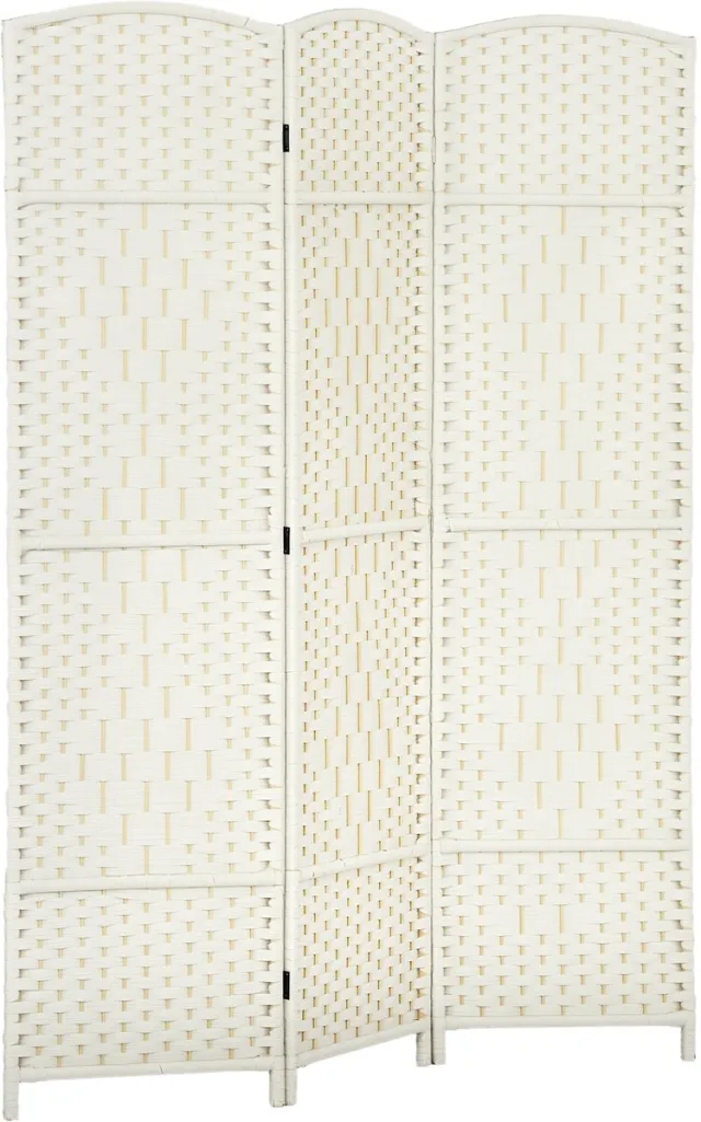 Homcom Kamerscherm - Polypropyleen - 135x1,7x180cm - Wit