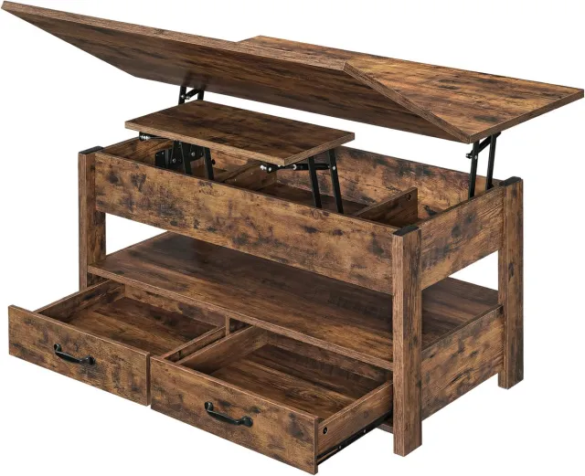 Songmics Salontafel - Woonkamertafel - Gasfles - 50 x 100 x 49,1 cm - Vintage Bruin