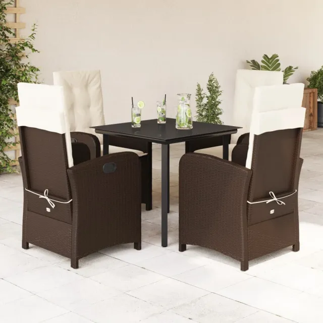 vidaXL 5-delige Tuinset met kussens poly rattan bruin, foto 2