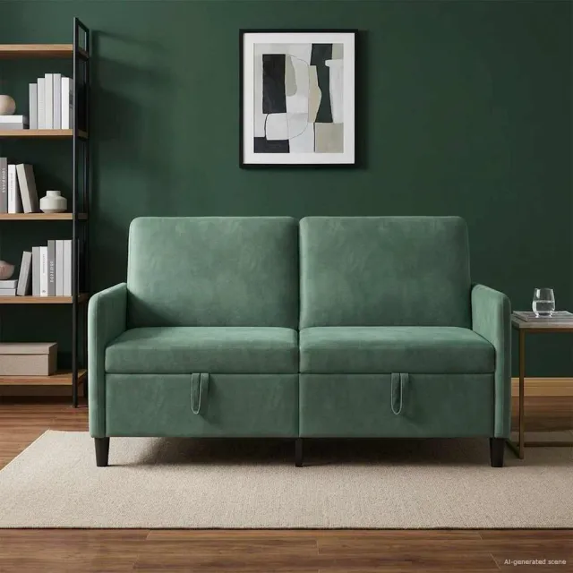 vidaXL Bank met opslag 2-zits Zeegroen 152 x 78 x 87 cm Polyester
