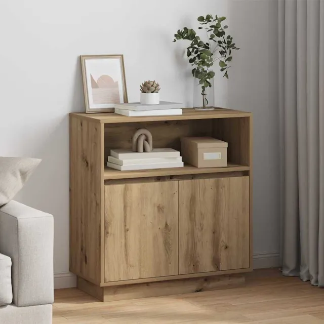 vidaXL LED Sideboard Artisan Eiken 71 x 34,5 x 75 cm Bewerkt hout Bruin