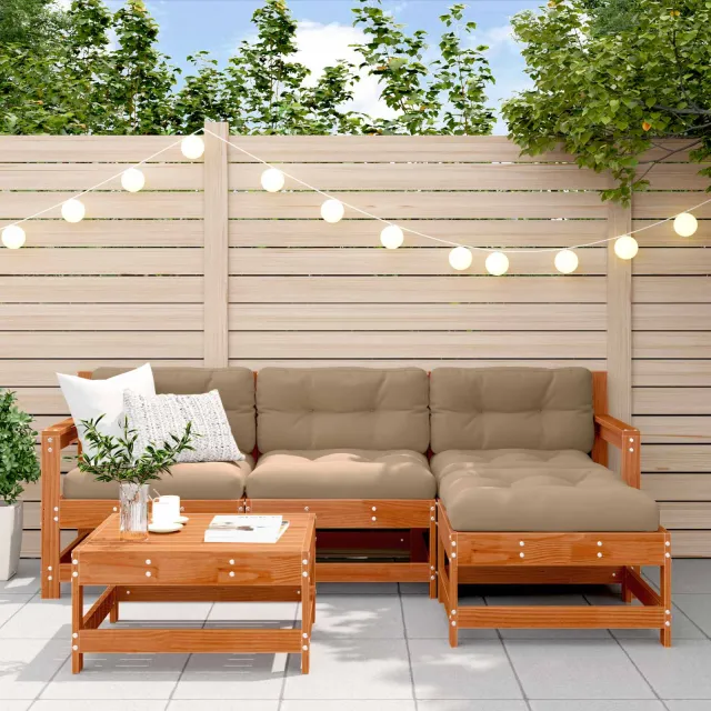vidaXL Tuin loungeset 5 st Wax Bruin Den Massief grenenhout, foto 2