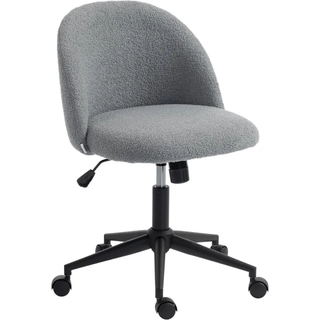Homcom Bureaustoel - Teddy Fleece (100% polyester) - 52 x 59 x 84,5 cm - Grijs