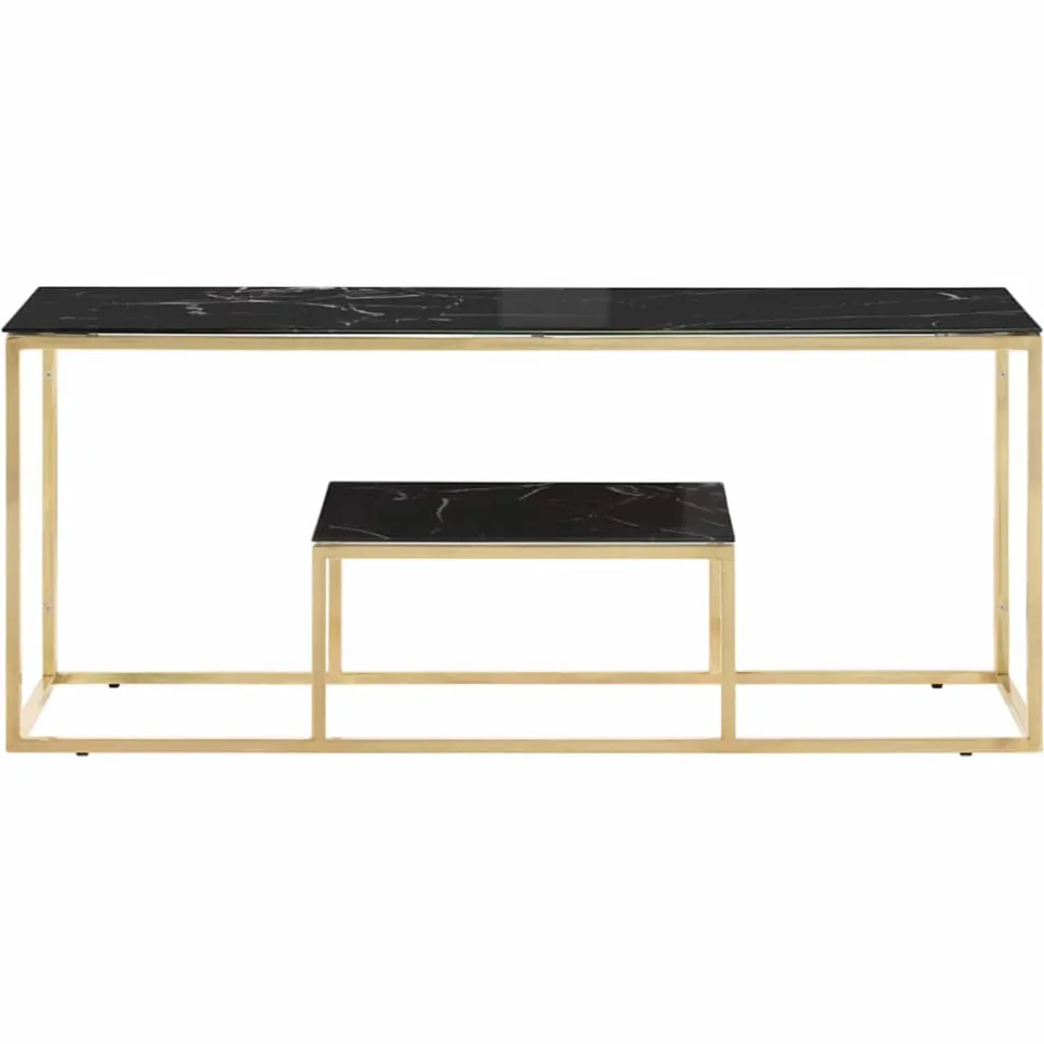 vidaXL Salontafel roestvrijstaal en gehard glas goudkleurig