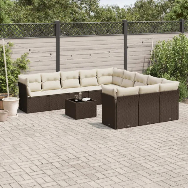 vidaXL 12-delige Loungeset met kussens poly rattan bruin, foto 2