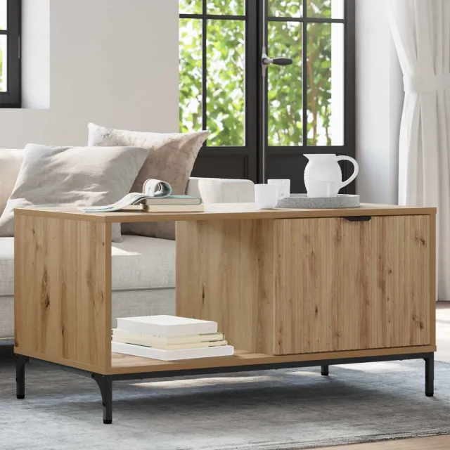 vidaXL Salontafel Artisan Eiken 90 x 49 x 46 cm Bewerkt hout, foto 2