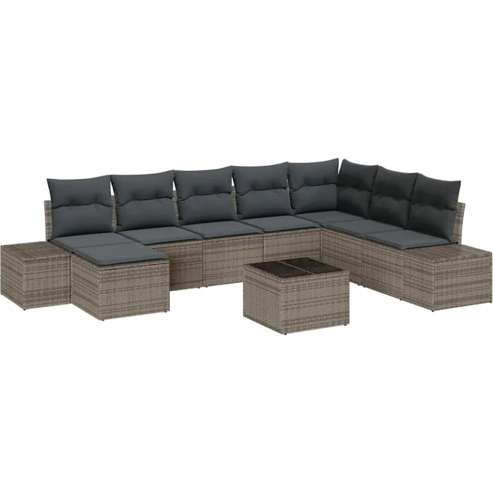 vidaXL Tuin Sofa Set 8 st Grijs poly rattan