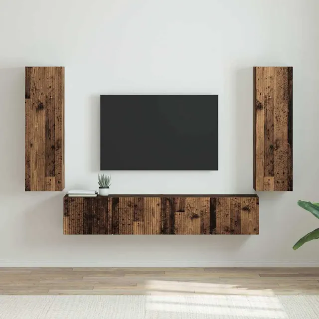 vidaXL TV Wandkast 2 st Oud Hout Bewerkt hout Bruin