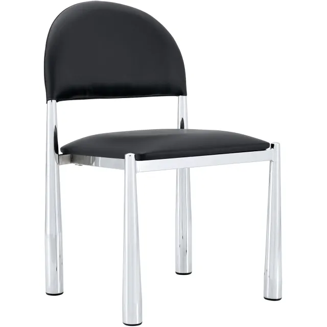 MUVANO Zwarte kunstleren eetkamerstoelen set van 2 - eetkamerstoelen met halfronde rugleuning - metalen poten - 45 x 48 x 80 cm