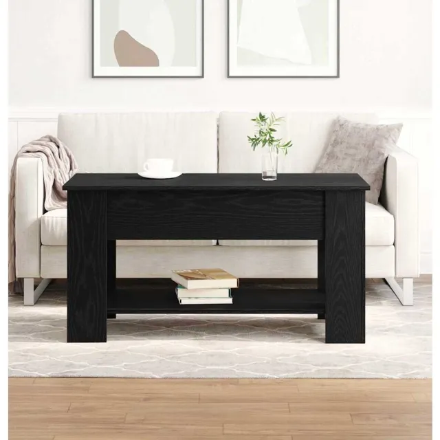 vidaXL Salontafel Zwart Eiken 101 x 49 x 52 cm Bewerkt hout