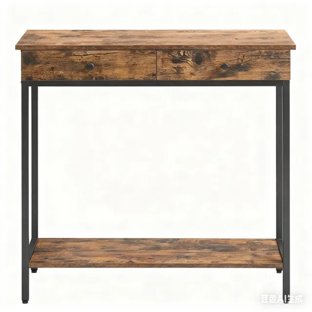 Songmics Industriële consoletafel – Met 2 lades – Staal Bruin