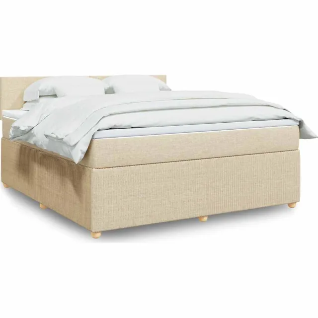 vidaXL Boxspring met matras stof crèmekleurig 180x200 cm