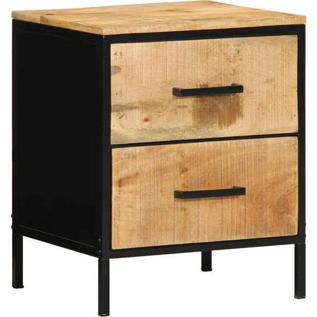 vidaXL Nachtkastje Bruin en zwart 40 x 35 x 50 cm Massief Mango Hout