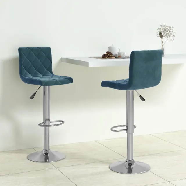 vidaXL Barkrukken 2 st fluweel blauw, foto 2
