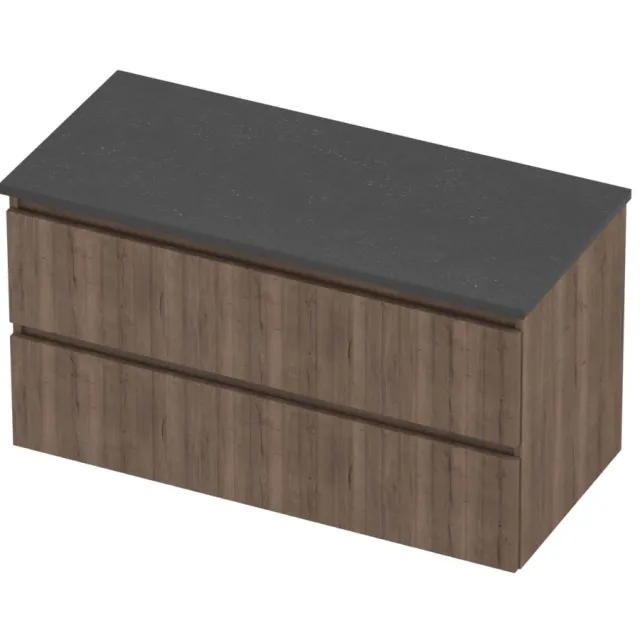 Proline Deck Badmeubelset Hardsteen Symmetrisch Gefreesd 100x46x55 cm Blue Stone Terra Oak Eiken