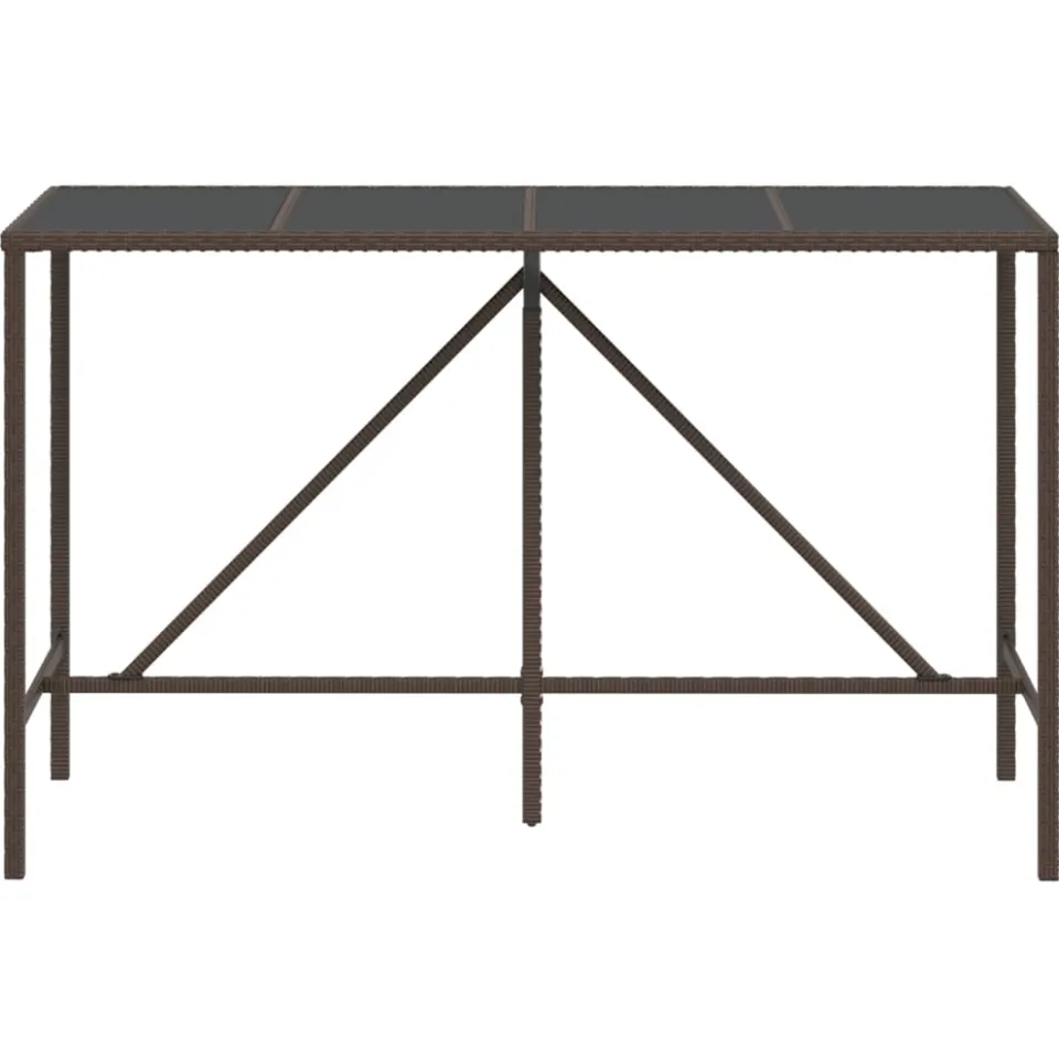 vidaXL Bartafel met glazen blad 180x70x110 cm poly rattan bruin