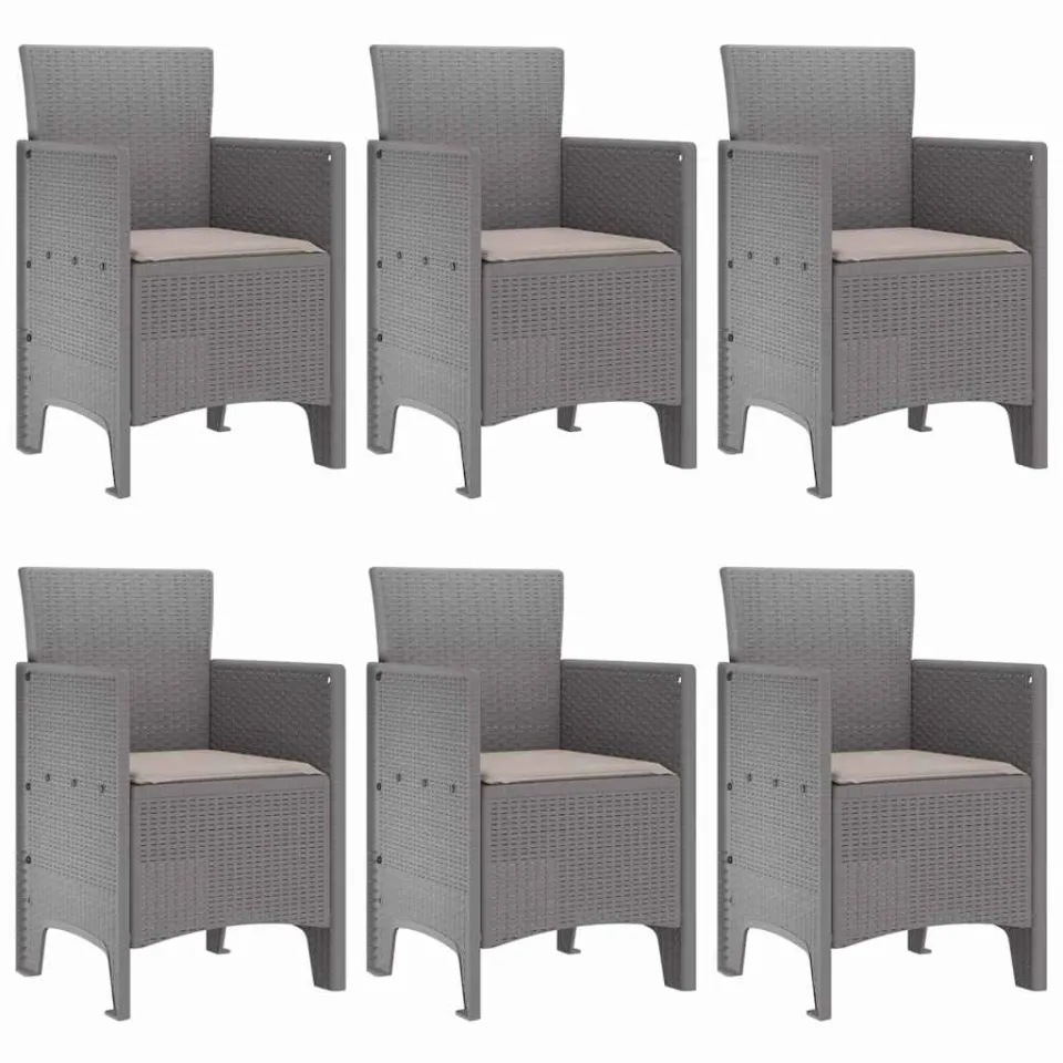 vidaXL Tuin Eetset 7 st Lichtgrijs Polt riet, foto 4