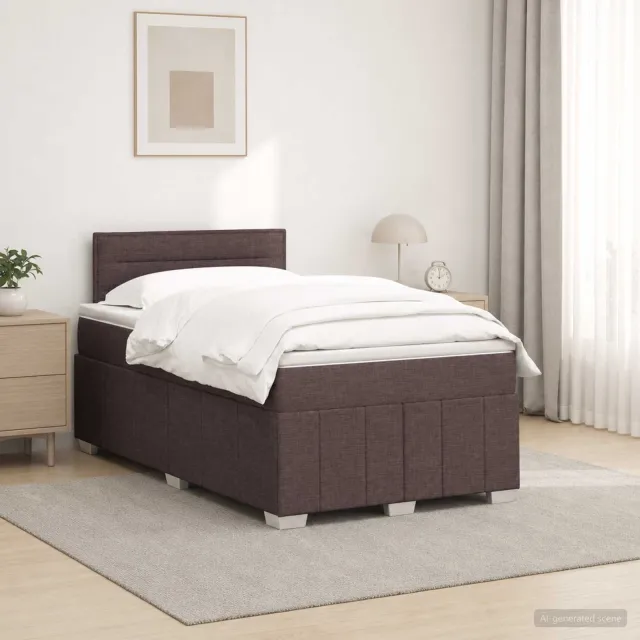 vidaXL Boxspringbed met matras Donkerbruin 120 x 190 cm Stof