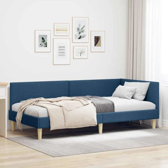 vidaXL Hoekbedframe Blauw 100 x 200 cm Stof