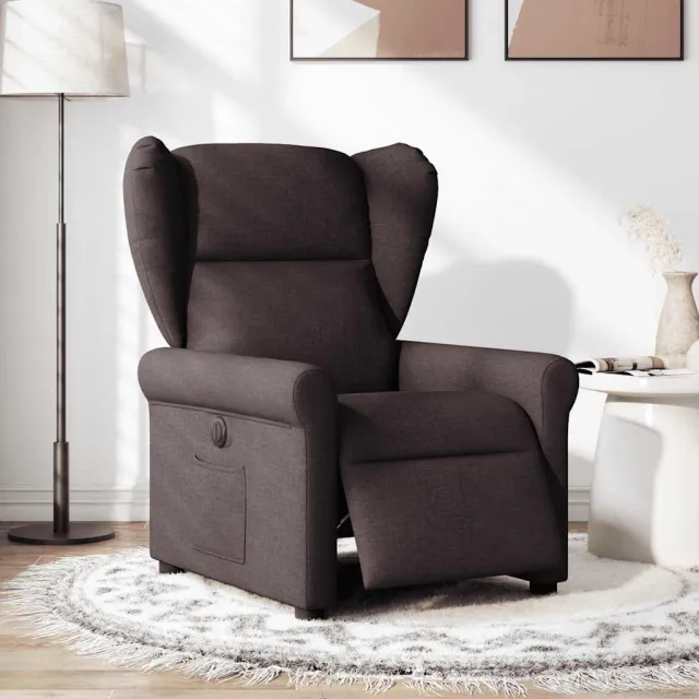 vidaXL Fauteuil verstelbaar elektrisch stof donkerbruin bruin