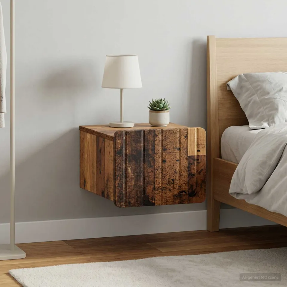 vidaXL Wandbeugel Bedkast 2 st Oud hout 33 x 34,5 x 24 cm Bewerkt hout bruin, foto 4