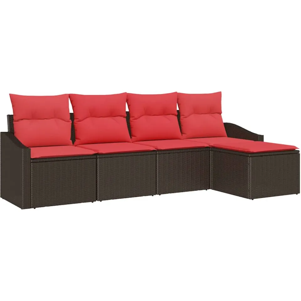 vidaXL Bankstel 5 st Bruin poly rattan