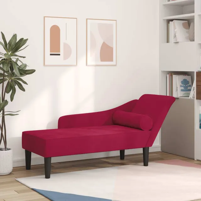 vidaXL Chaise longue met kussens fluweel wijnrood, foto 2