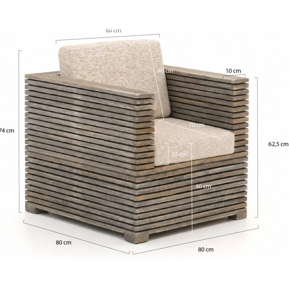 ROUGH Furniture ROUGH-C stoel-bank loungeset 4-delig taupe, foto 2