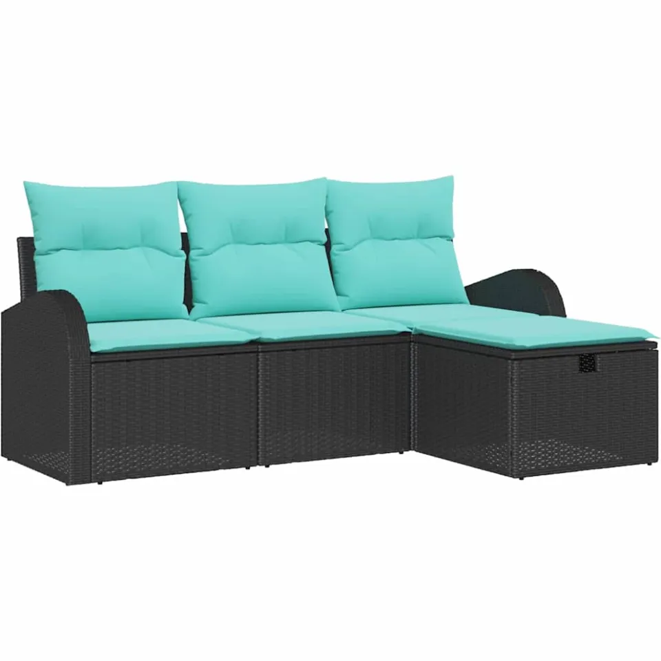 vidaXL Tuin Sofa Set 4 st Zwart poly rattan