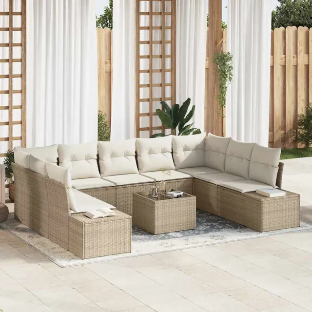 vidaXL Tuin Sofa Set 10 st Beige poly rattan, foto 2