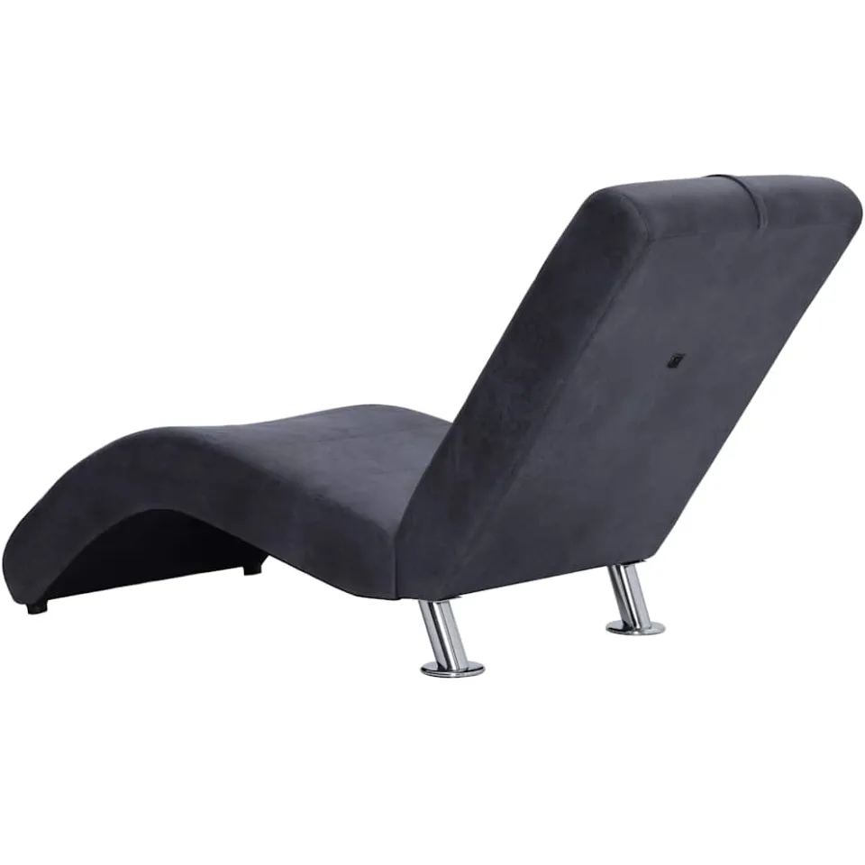 vidaXL Chaise longue met kussen kunstsuède grijs, foto 4