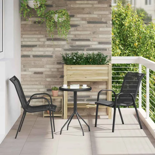 vidaXL Tuin Bistro Set 3 st Zwart Staal, foto 2
