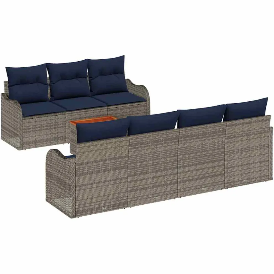 vidaXL Tuinbankenset 8 st Grijs poly rattan