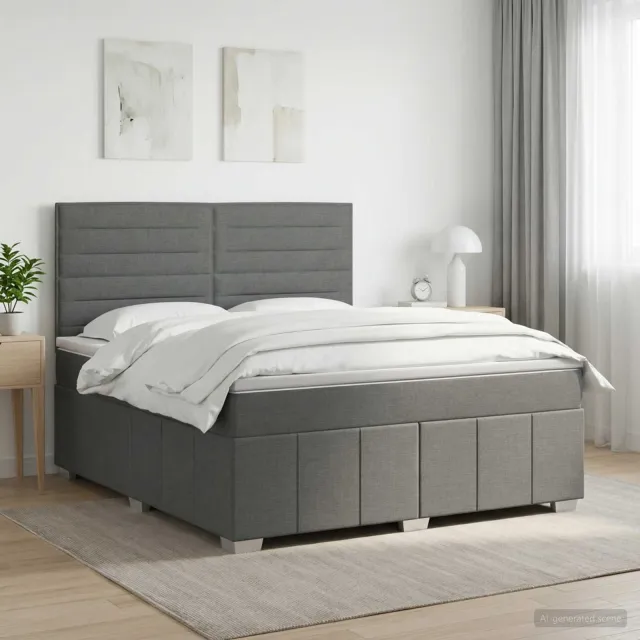 vidaXL Boxspringbed met matras Donkergrijs 140 x 190 cm Stof