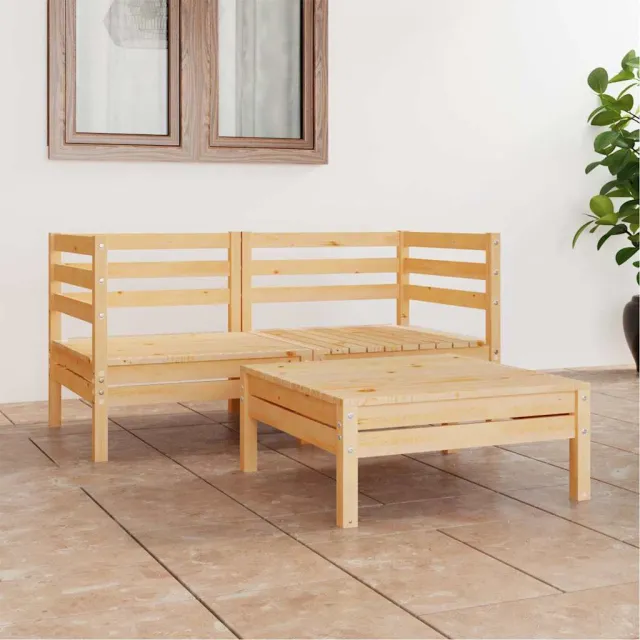 vidaXL 3-delige Loungeset massief grenenhout bruin, foto 2