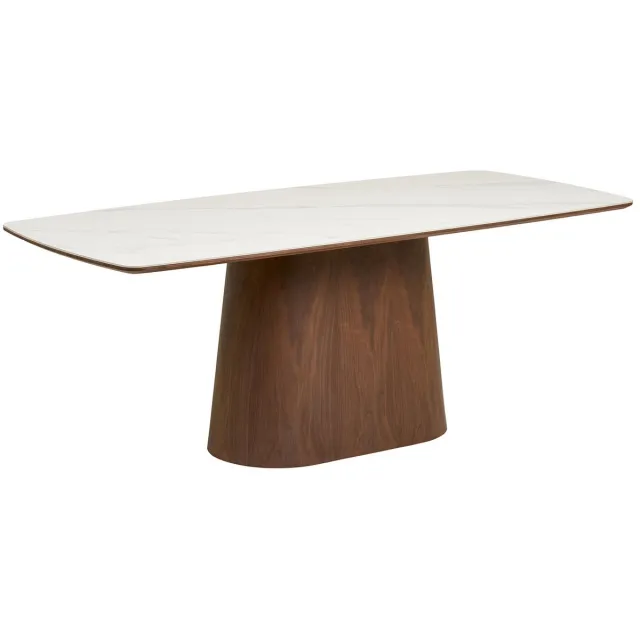 House Nordic Eettafel Noli - Rechthoek Travertin/Hout - 200x90x76cm Bruin