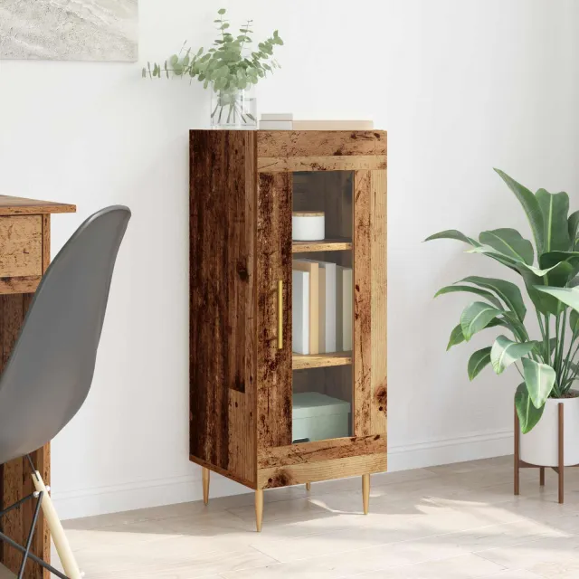 vidaXL Dressoir Oud hout 34 x 34.5 x 90 cm Bewerkt hout bruin, foto 2