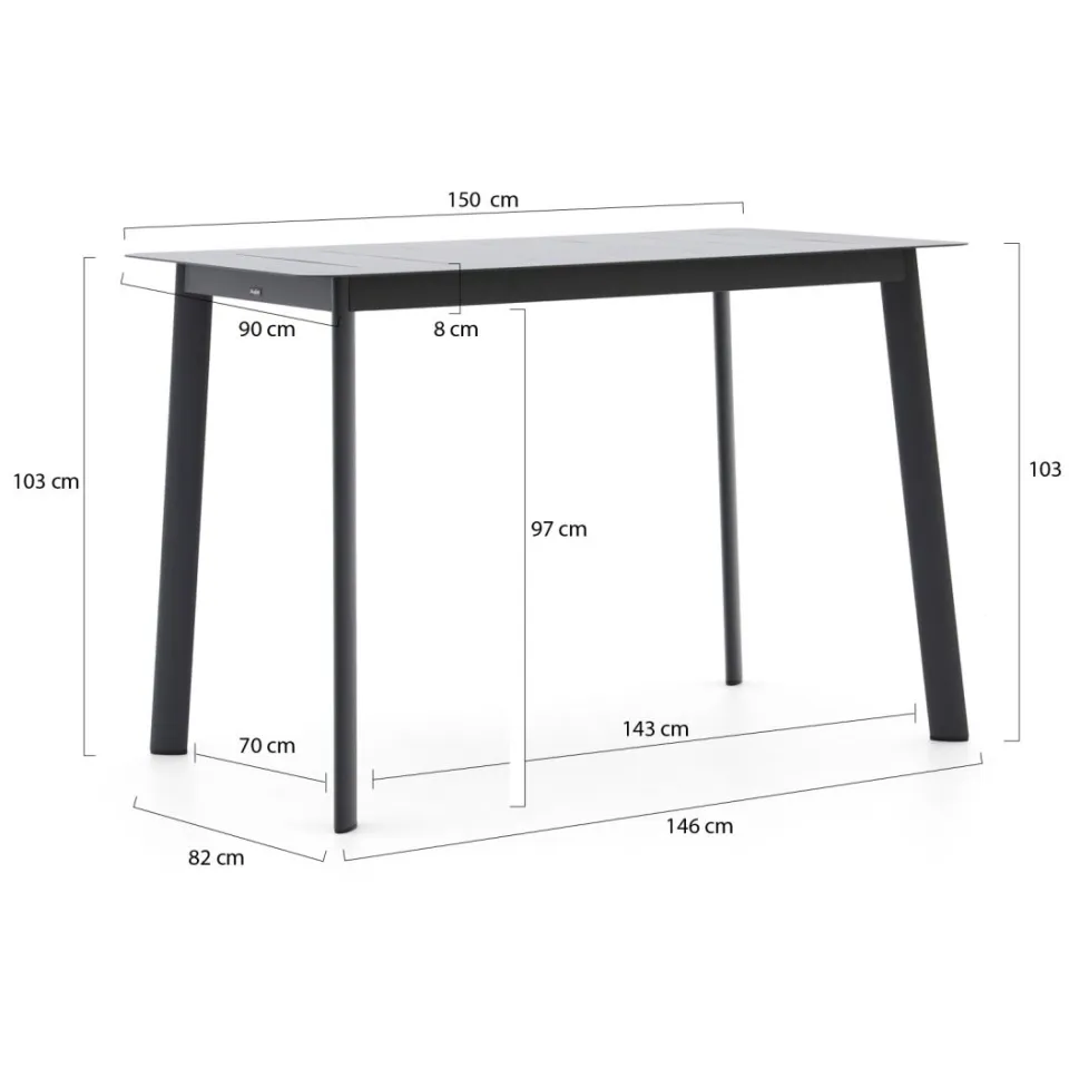 Manifesto Furniture Manifesto Savio bartafel 150x90x103cm grijs, foto 3
