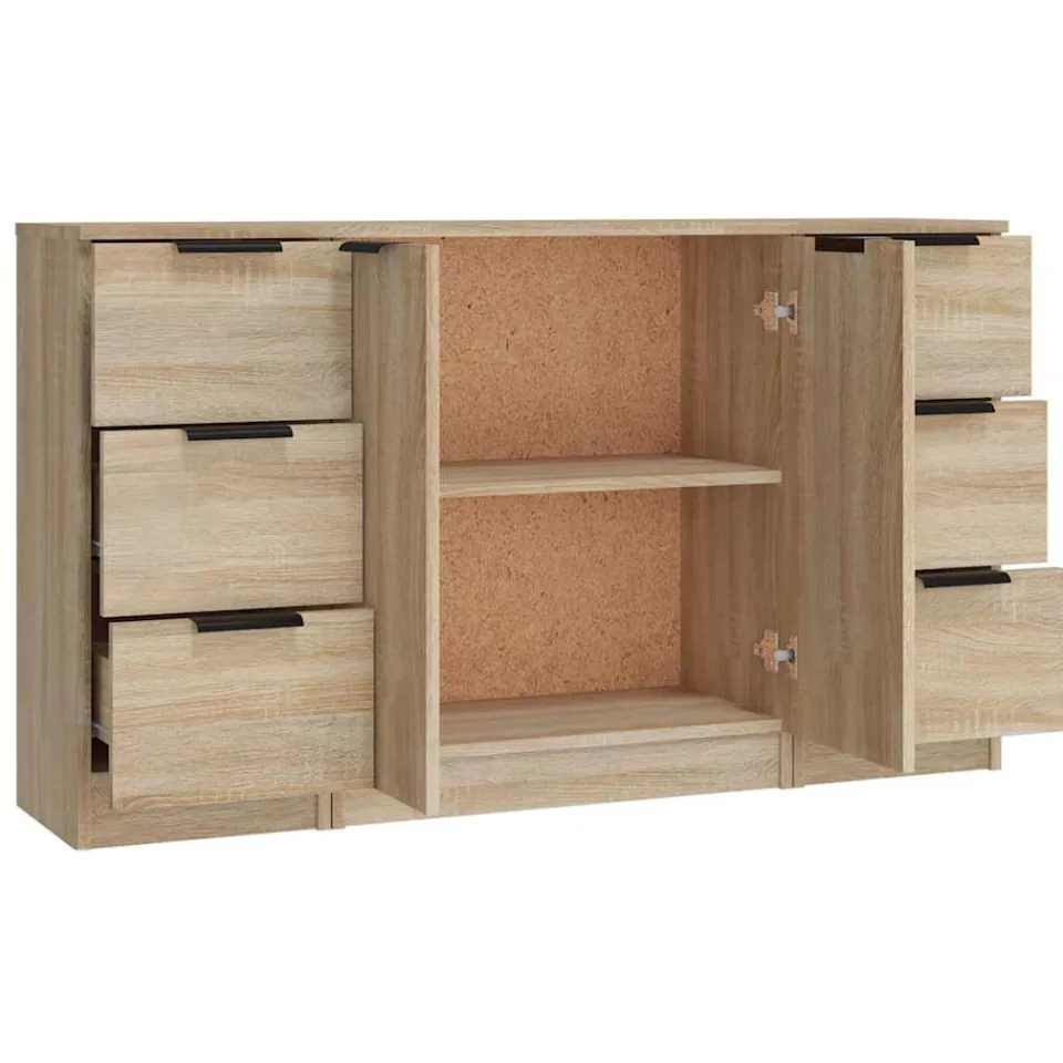 vidaXL Dressoirs 3 st bewerkt hout sonoma eiken, foto 4
